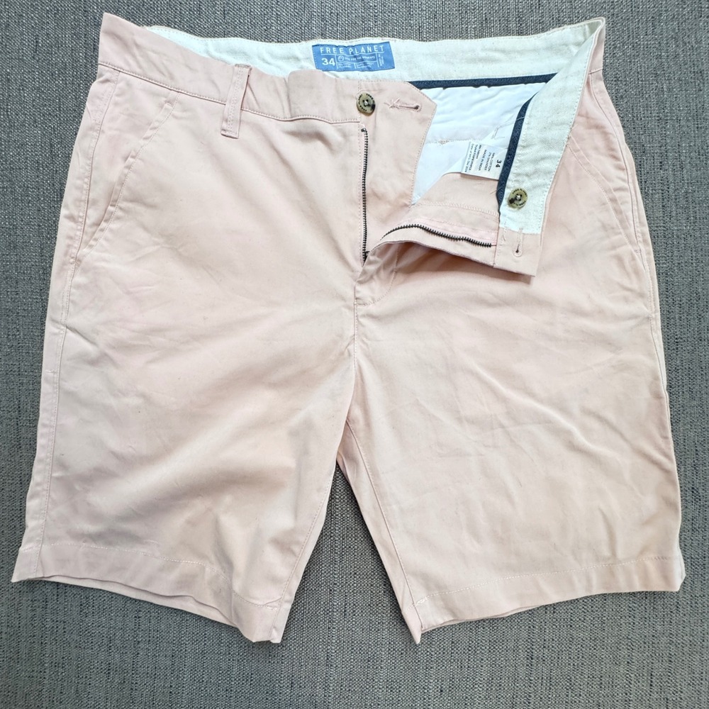 Free Planet Mens Pink Chino Shorts Size 34 Stretch Cotton Flat Front FS9P81PHPC6